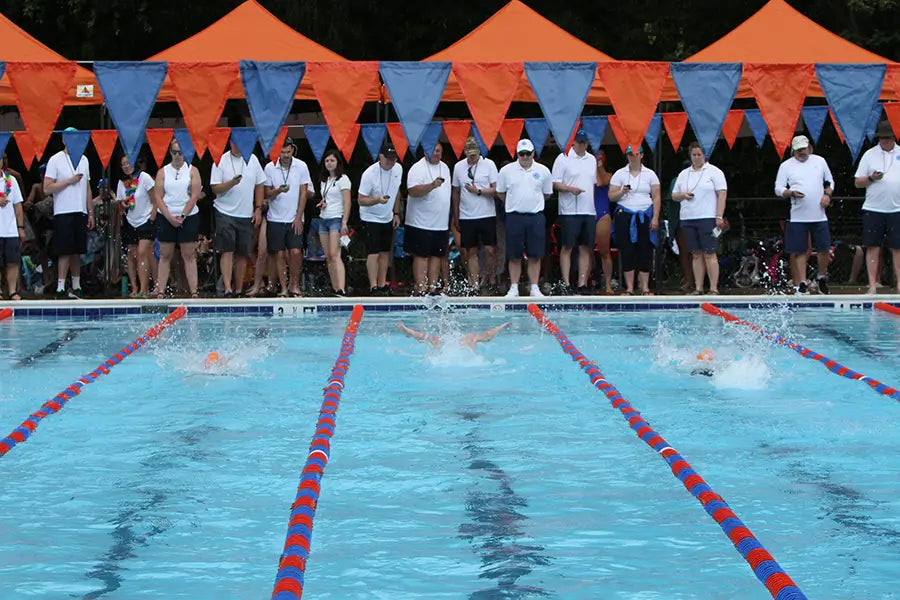 Swim volunteers at a swim meet
