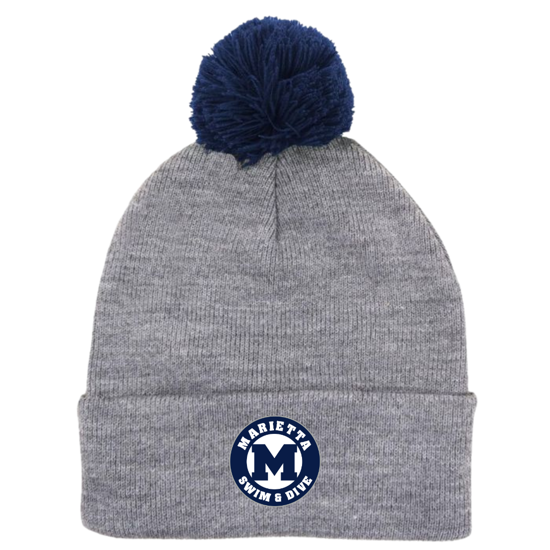 Puff Ball Beanie (Embroidered) - Marietta High School