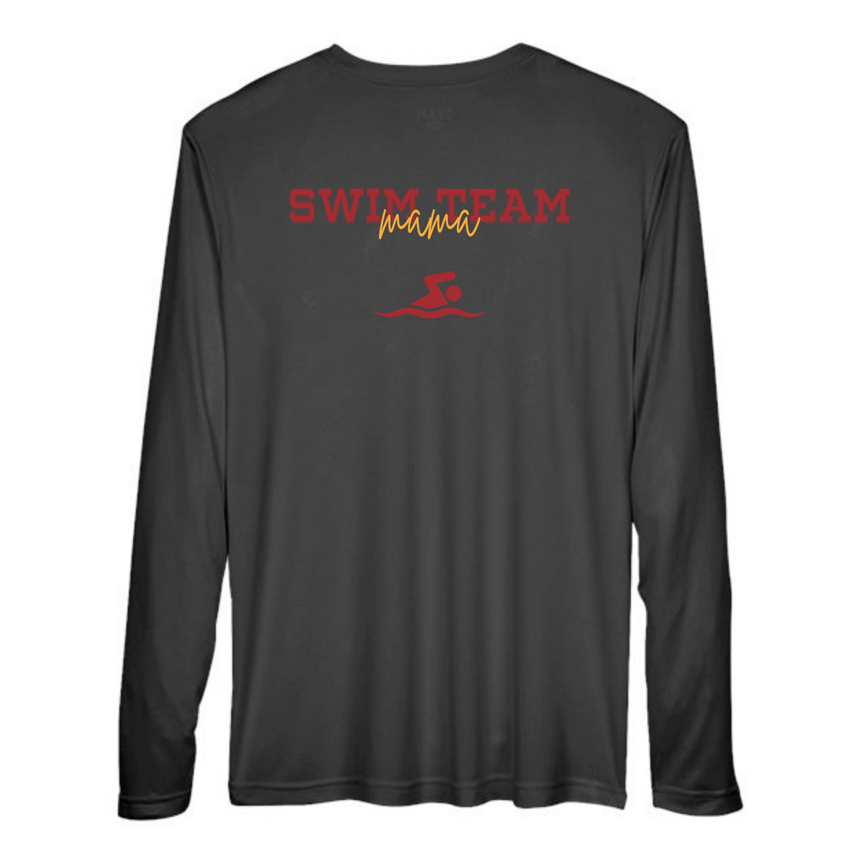 'Swim Mom' Performance Long-Sleeve Tee (Heat Pressed) - King Middle School