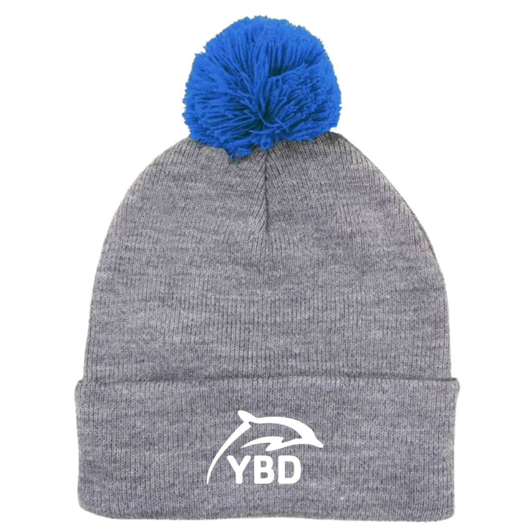 Puff Ball Beanie (Customized) - Y Blue Dolphins