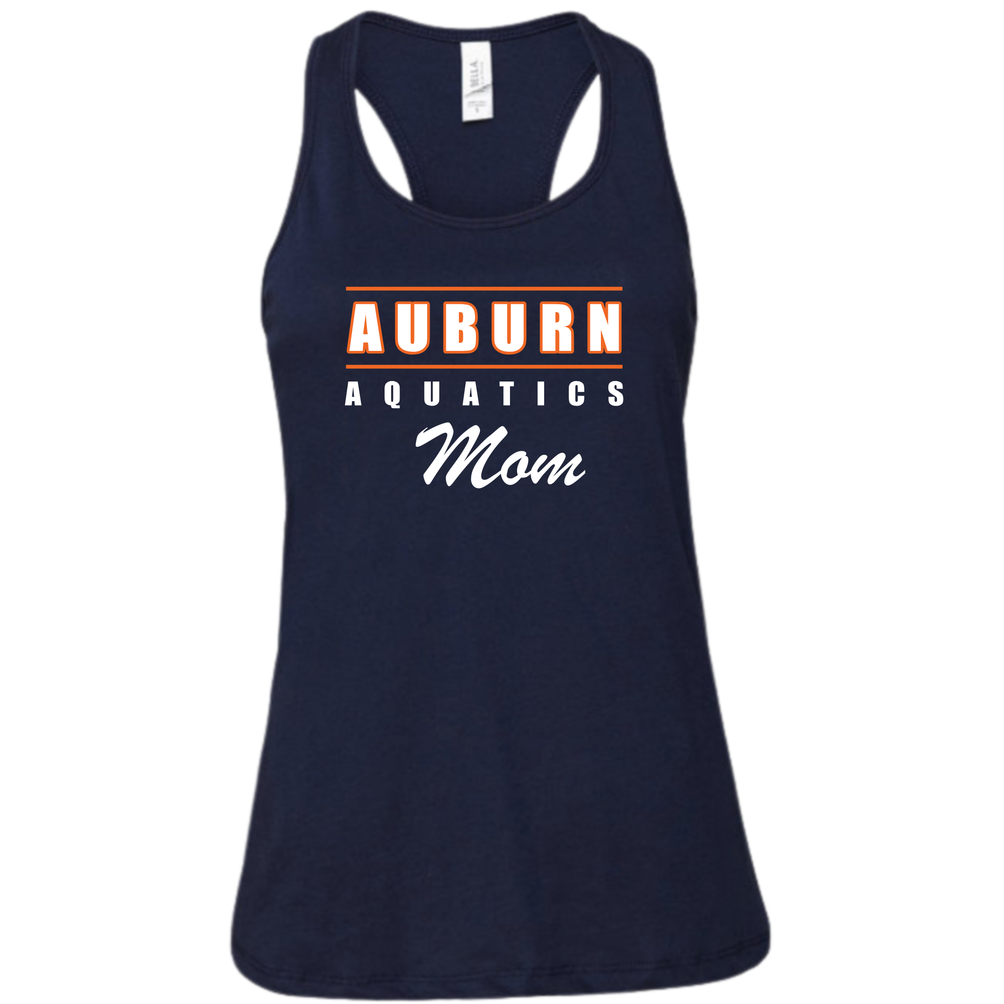 Ladies' Racerback Flowy Tank Auburn "Mom" (Customized) - Auburn Aquatics
