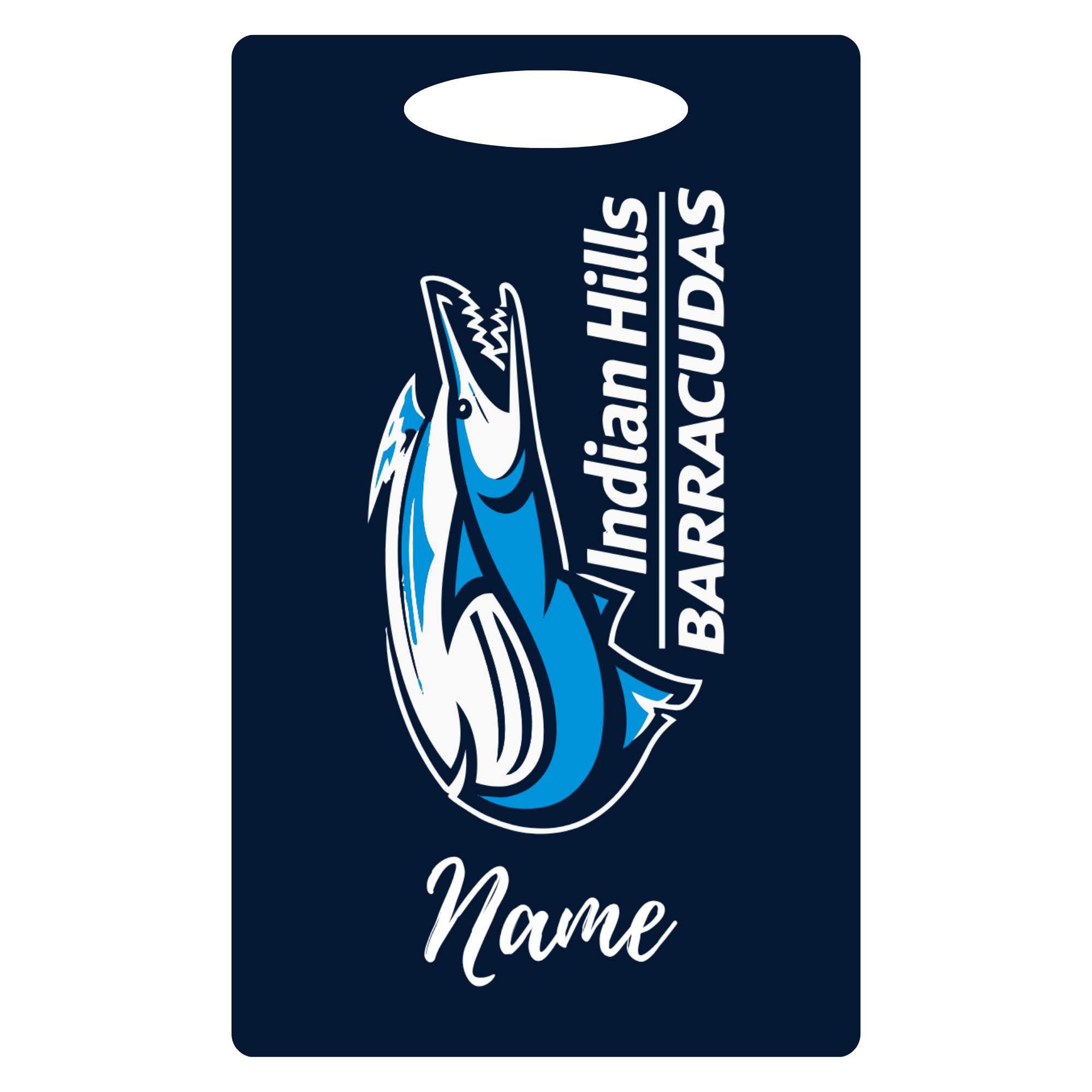Aluminum Bag Tag (Customized) - Indian Hills Barracudas
