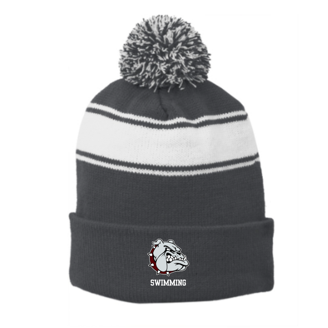 Striped Puff Ball Beanie (Embroidered) - Jay M Robinson