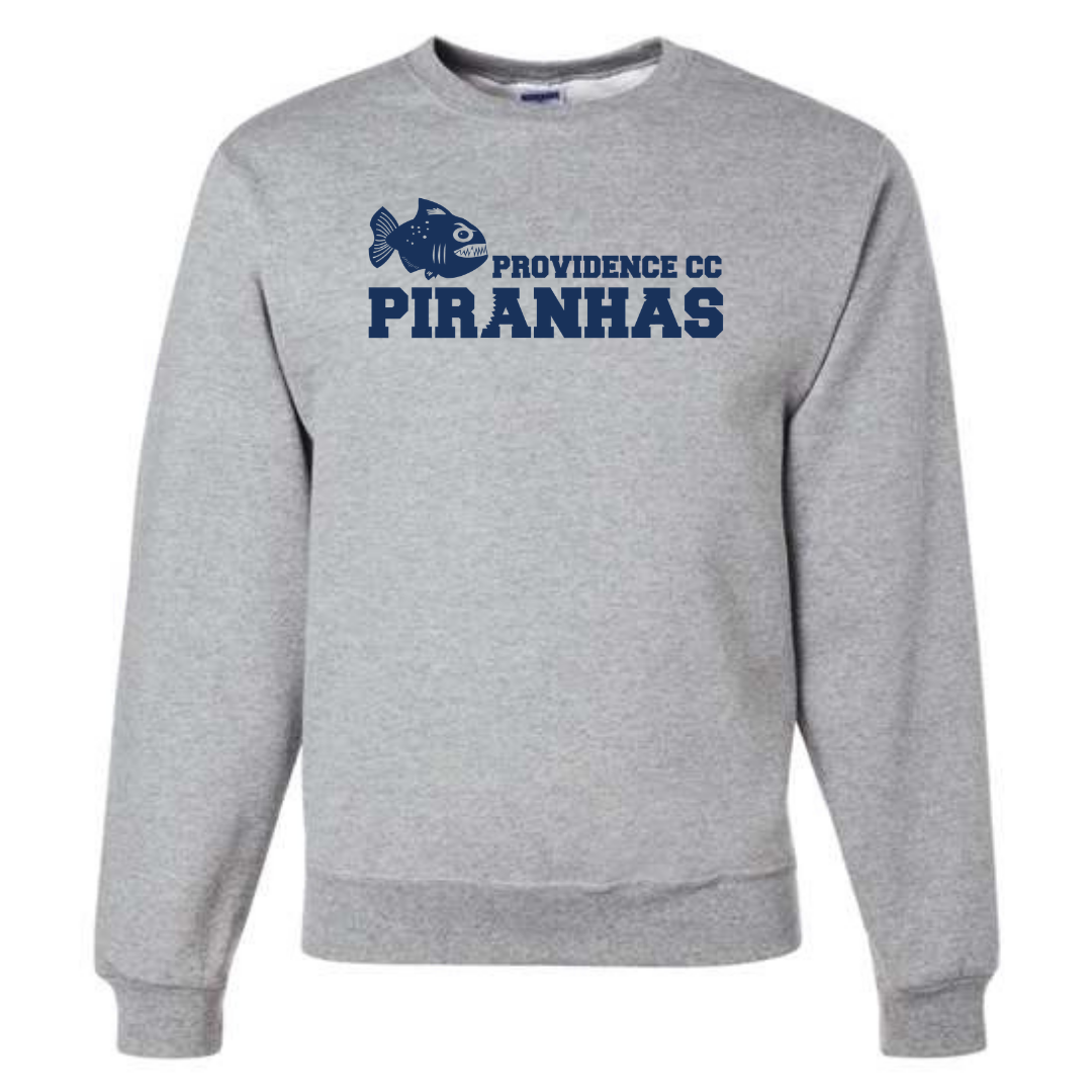 Medium Weight Unisex Crew Neck Sweatshirt - Piranhas Logo (Heat Press) - Providence CC