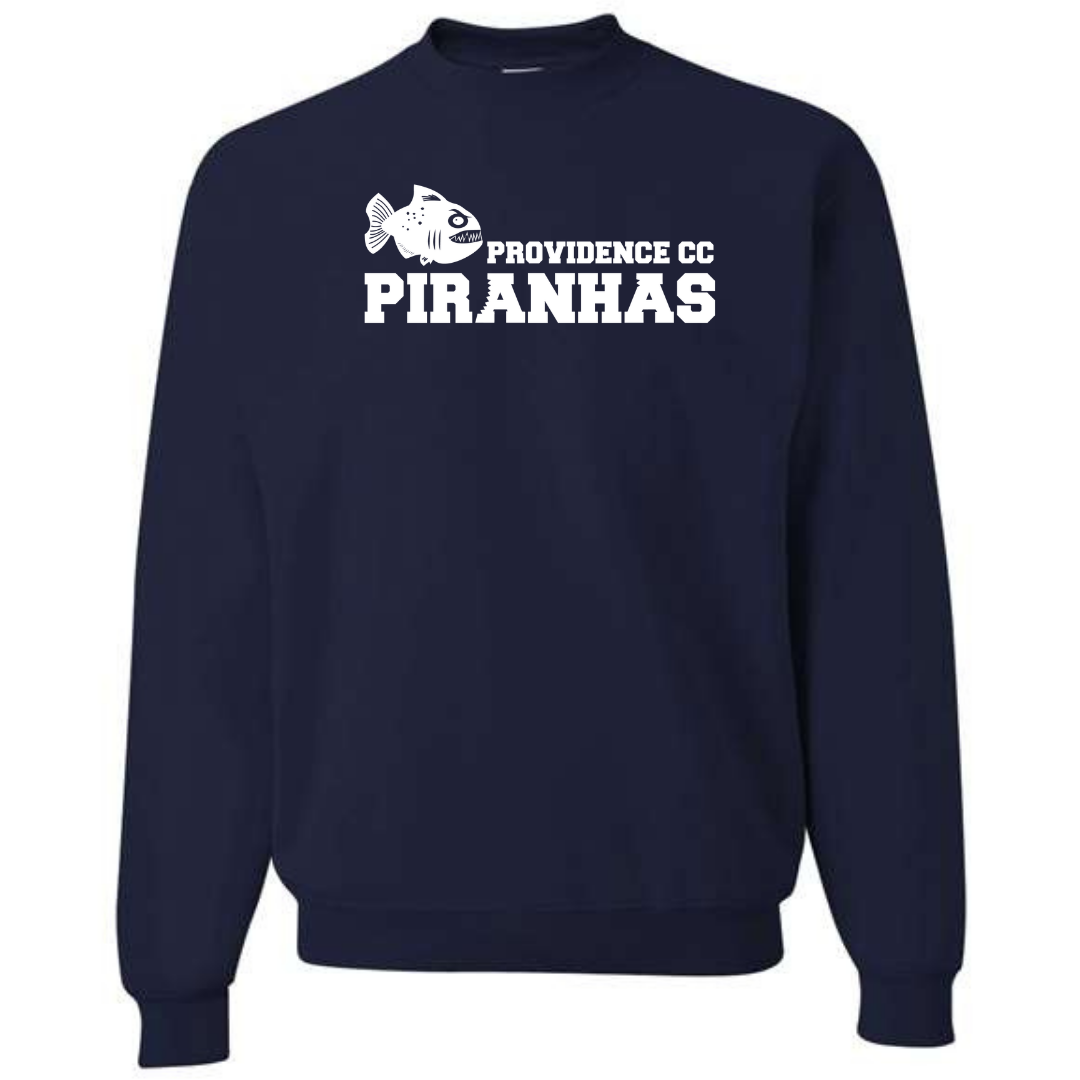 Medium Weight Unisex Crew Neck Sweatshirt - Piranhas Logo (Heat Press) - Providence CC