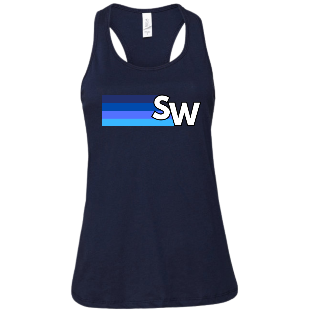 Ladies' Racerback Flowy Tank Stripe Logo (Customized) - Shockwave