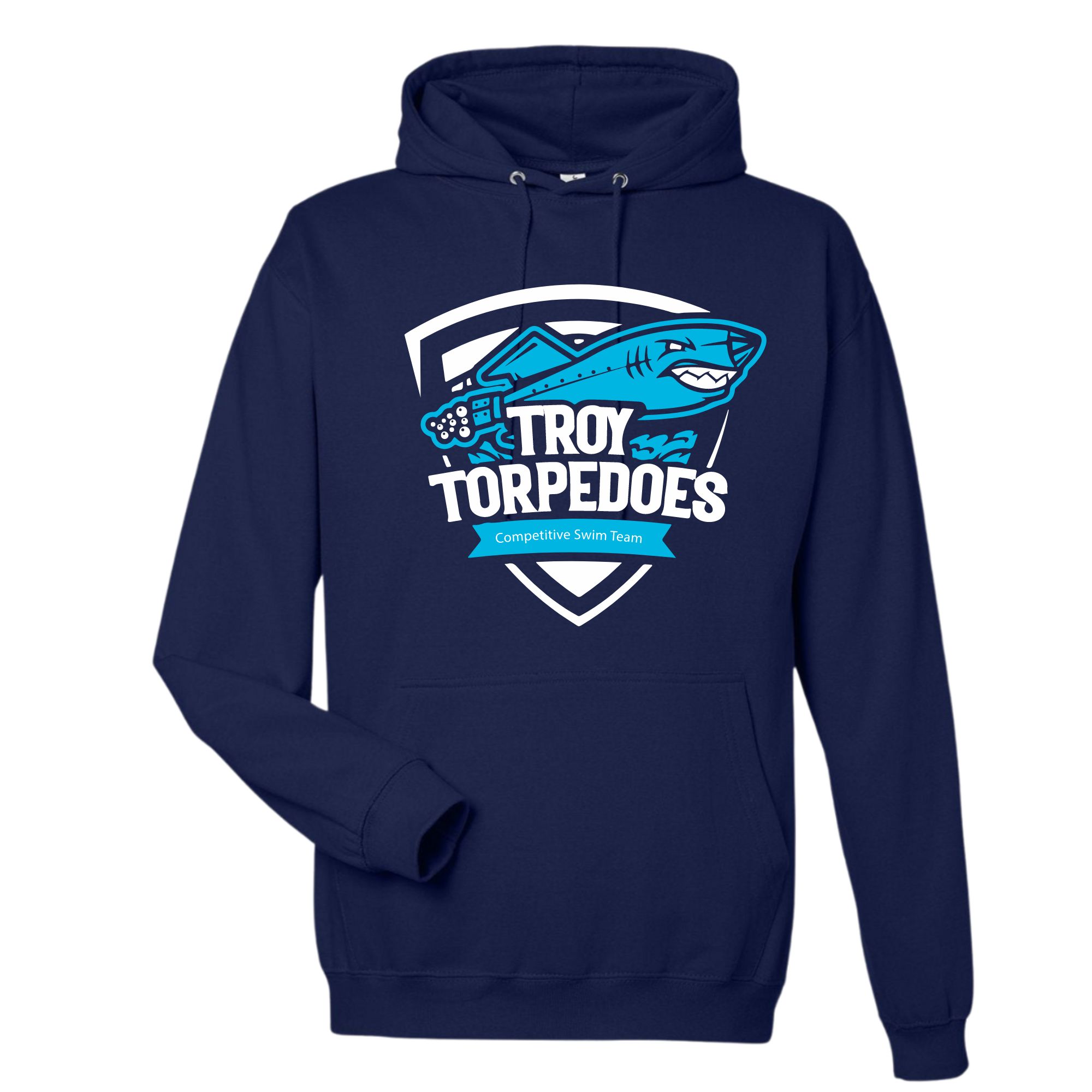 Medium Weight Unisex Hooded Sweatshirt Badge Logo (Customized) - Troy Torpedoes