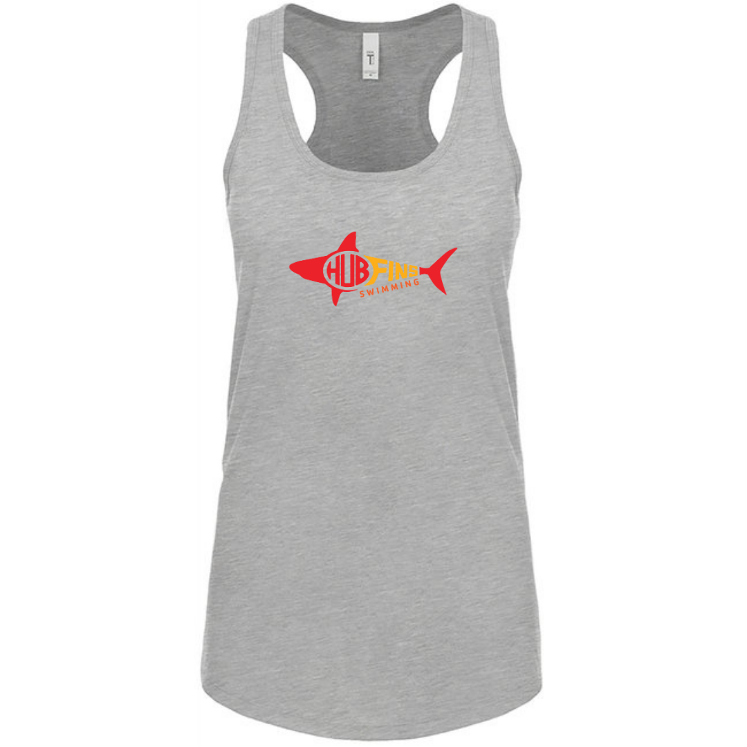 Ladies' Racerback Flowy Tank Red & Orange Logo (Customized) - Hub Fins
