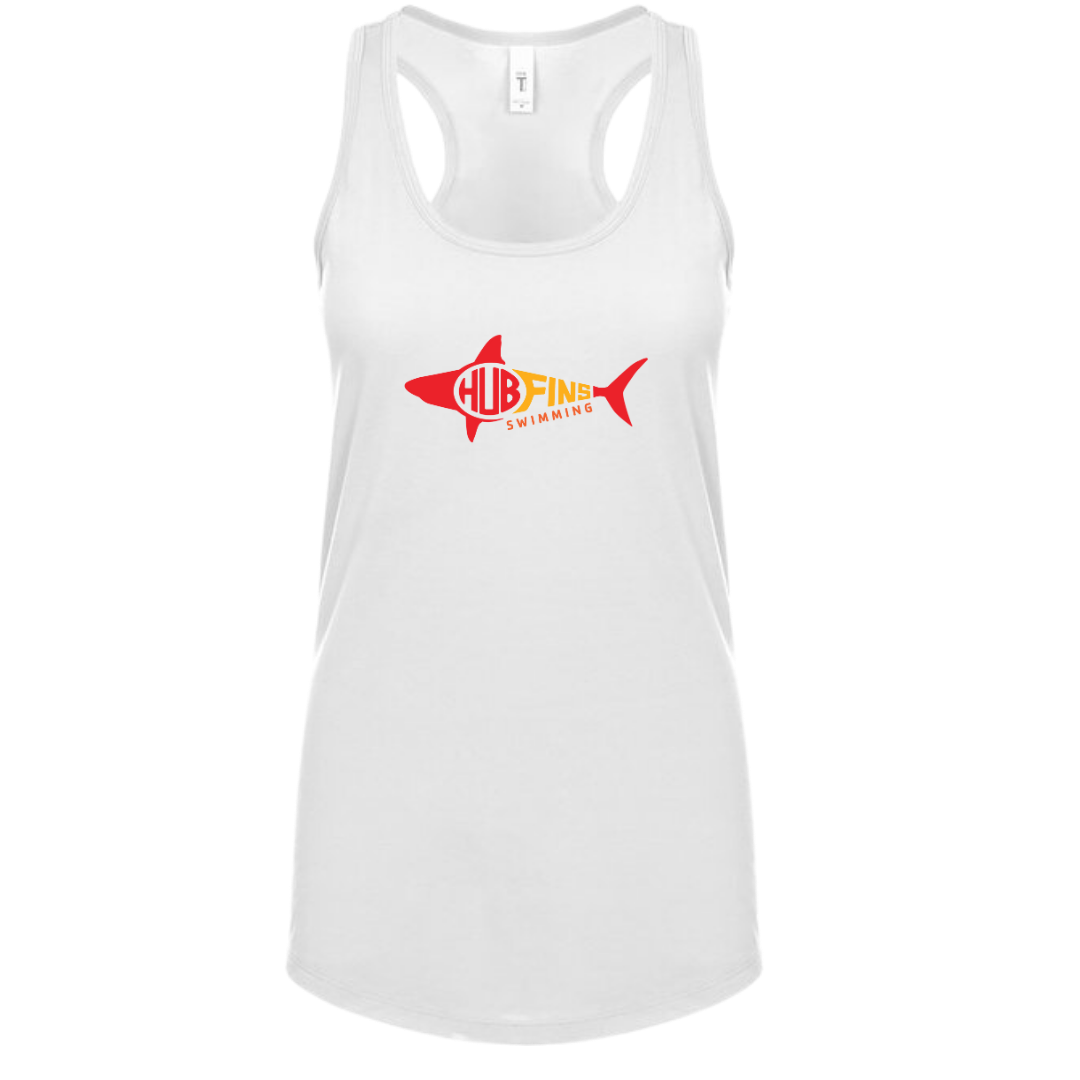 Ladies' Racerback Flowy Tank Red & Orange Logo (Customized) - Hub Fins