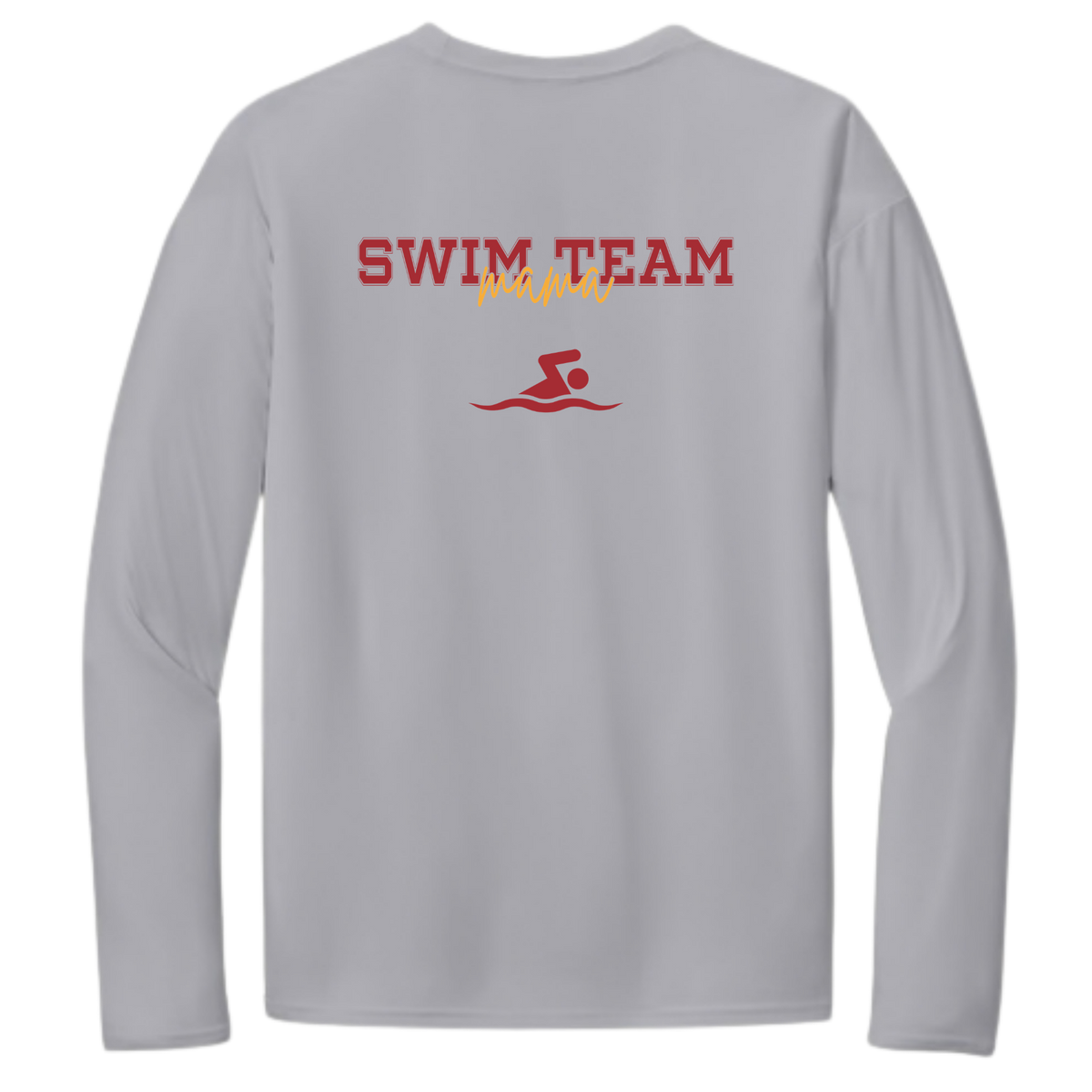 'Swim Mom' Performance Long-Sleeve Tee (Heat Pressed) - King Middle School
