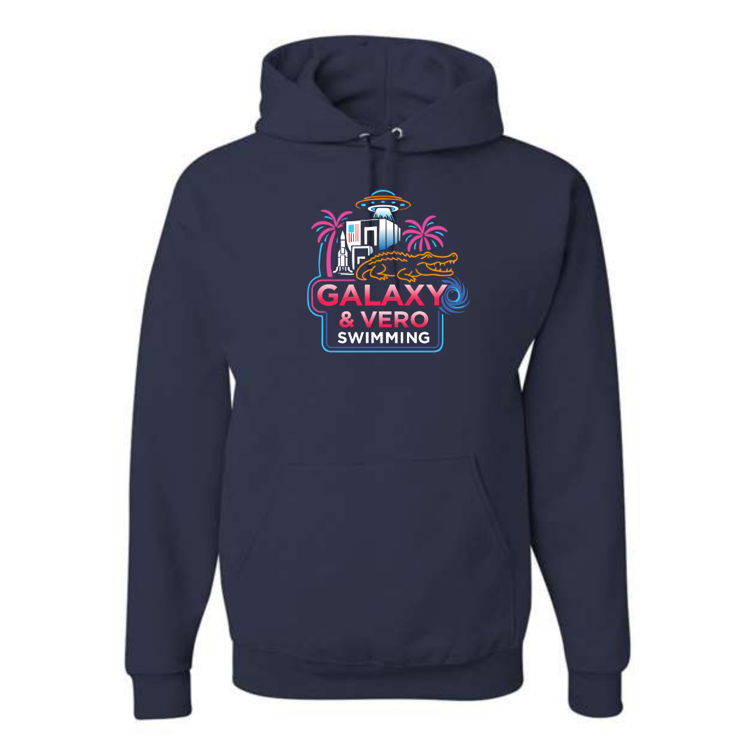 Medium Weight Unisex Hooded Sweatshirt (Heat Press) - Galaxy & Vero Swimming