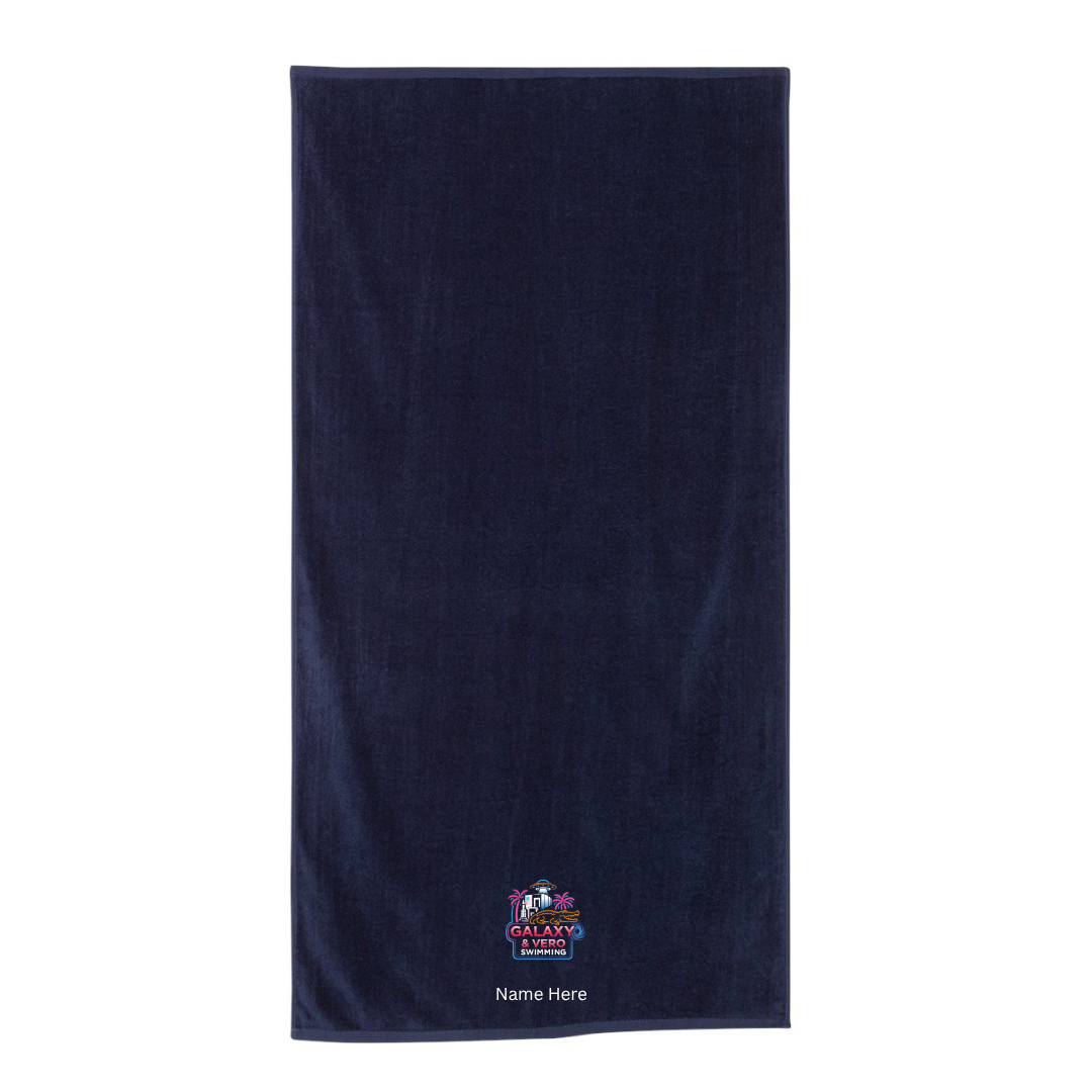 34" x 70" Velour Towel (Embroidered) - Galaxy and Vero Swimming