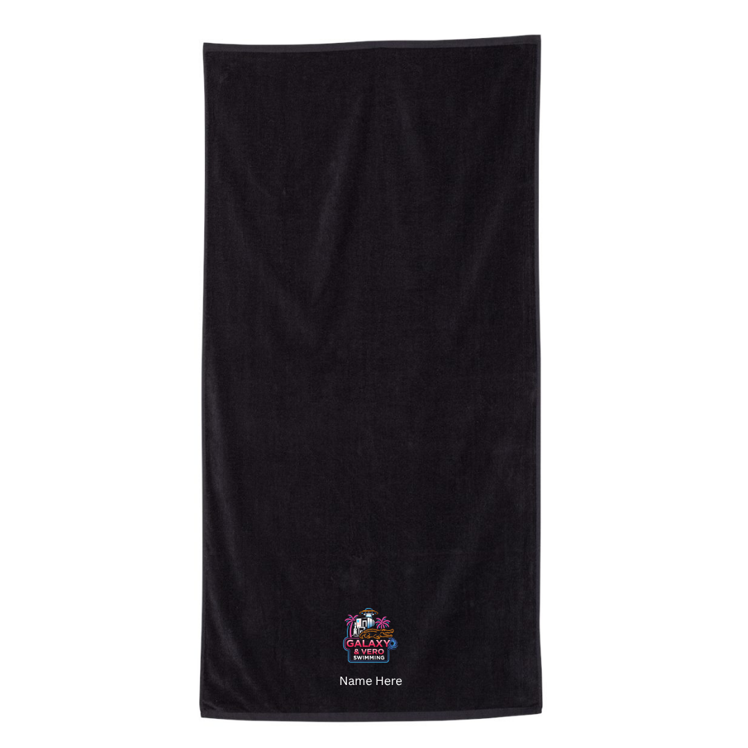 34" x 70" Velour Towel (Embroidered) - Galaxy and Vero Swimming