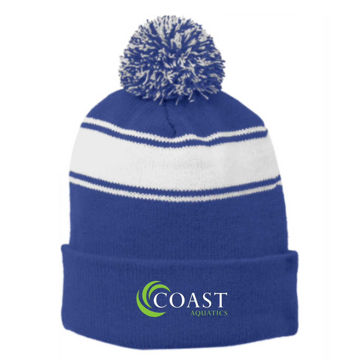 Striped Puff Ball Beanie (Embroidered) - Coast Aquatics