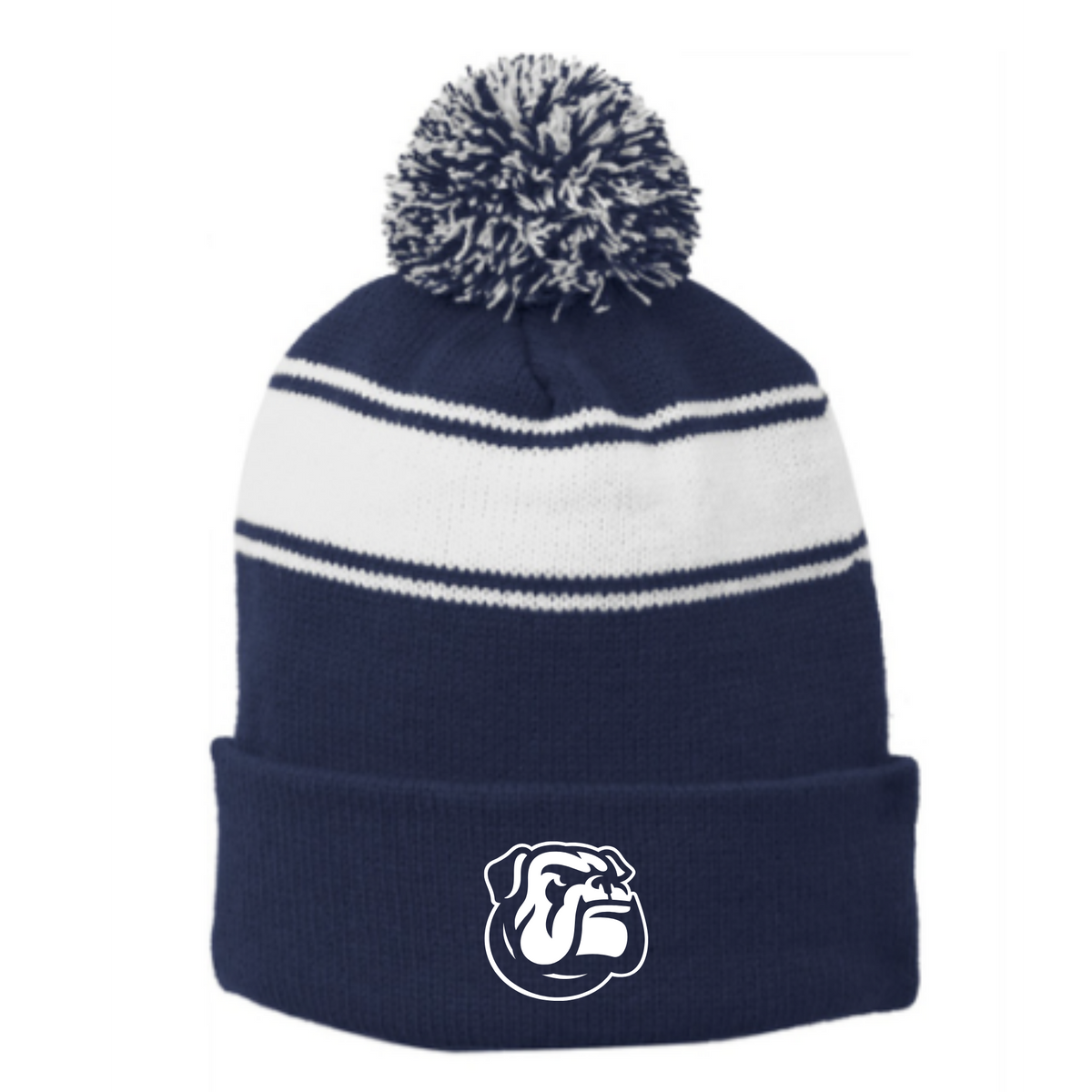 Striped Puff Ball Beanie (Embroidered) - Holy Trinity