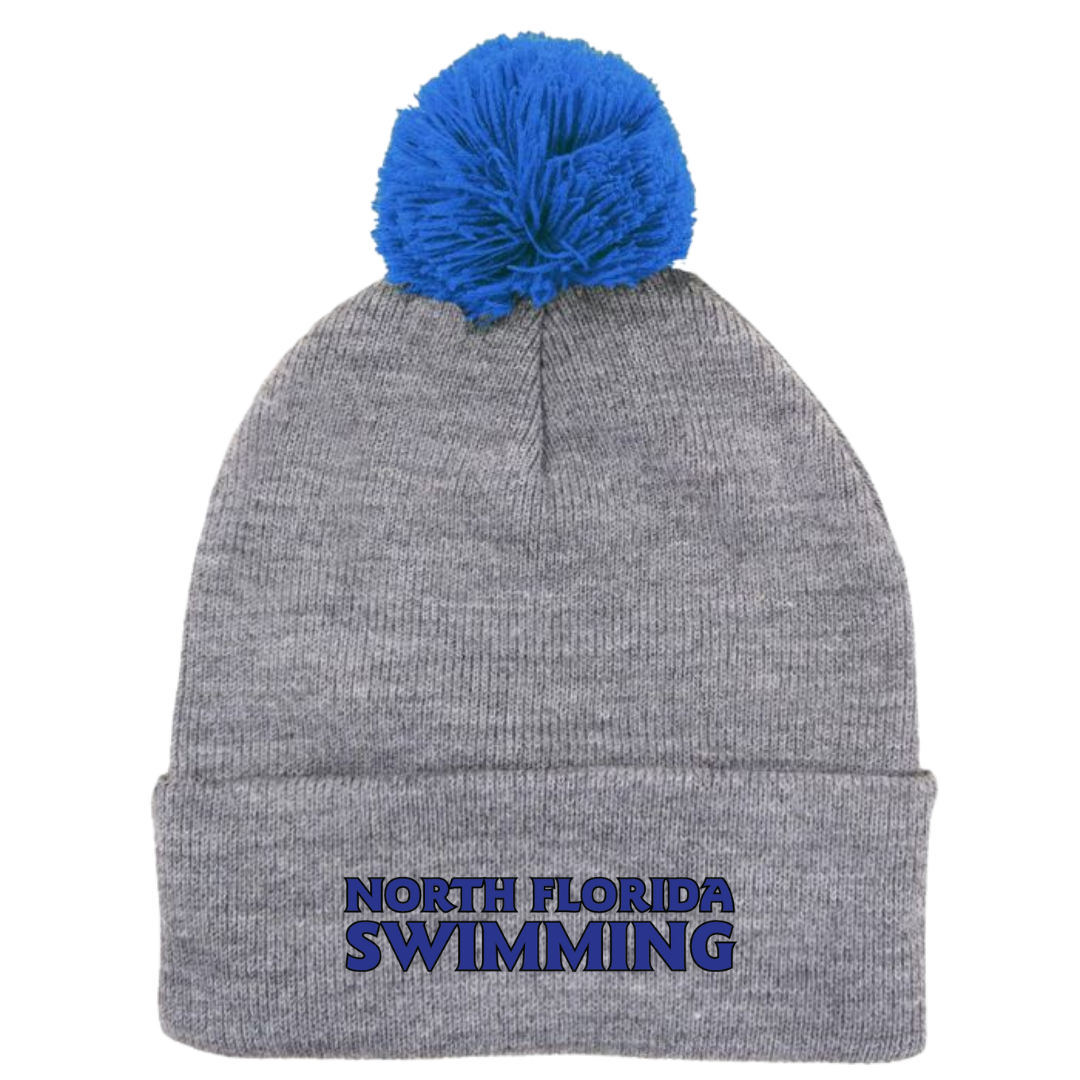 Puff Ball Beanie (Customized) - North Florida Swimming