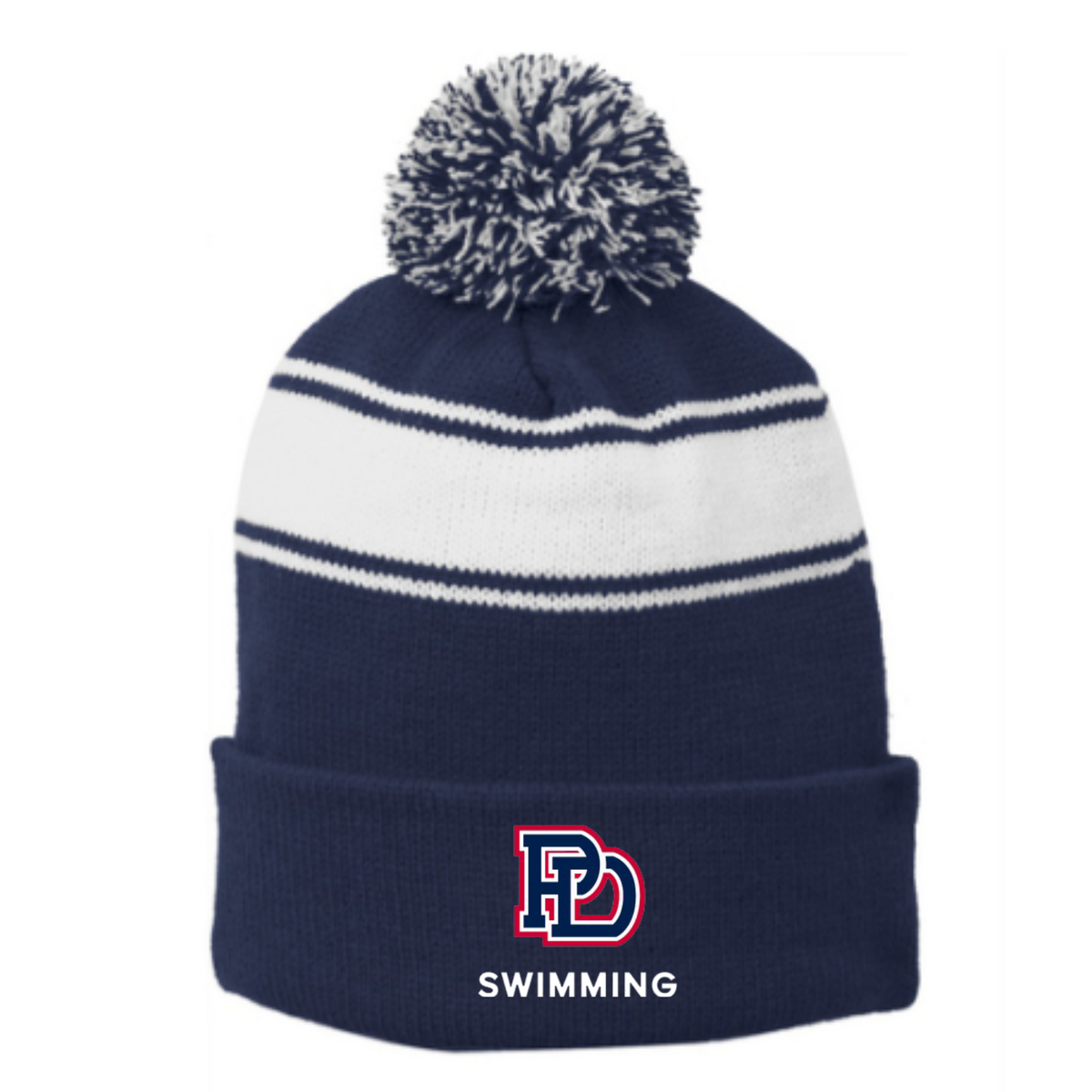 Striped Puff Ball Beanie (Embroidered) - Providence Day