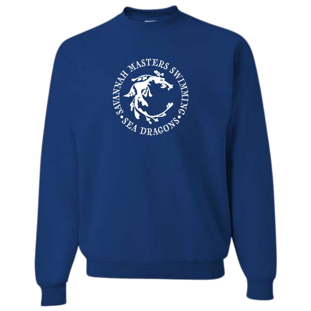 Royal Medium Weight Unisex Crew Neck Sweatshirt with White Logo (Customized) - Savannah Masters
