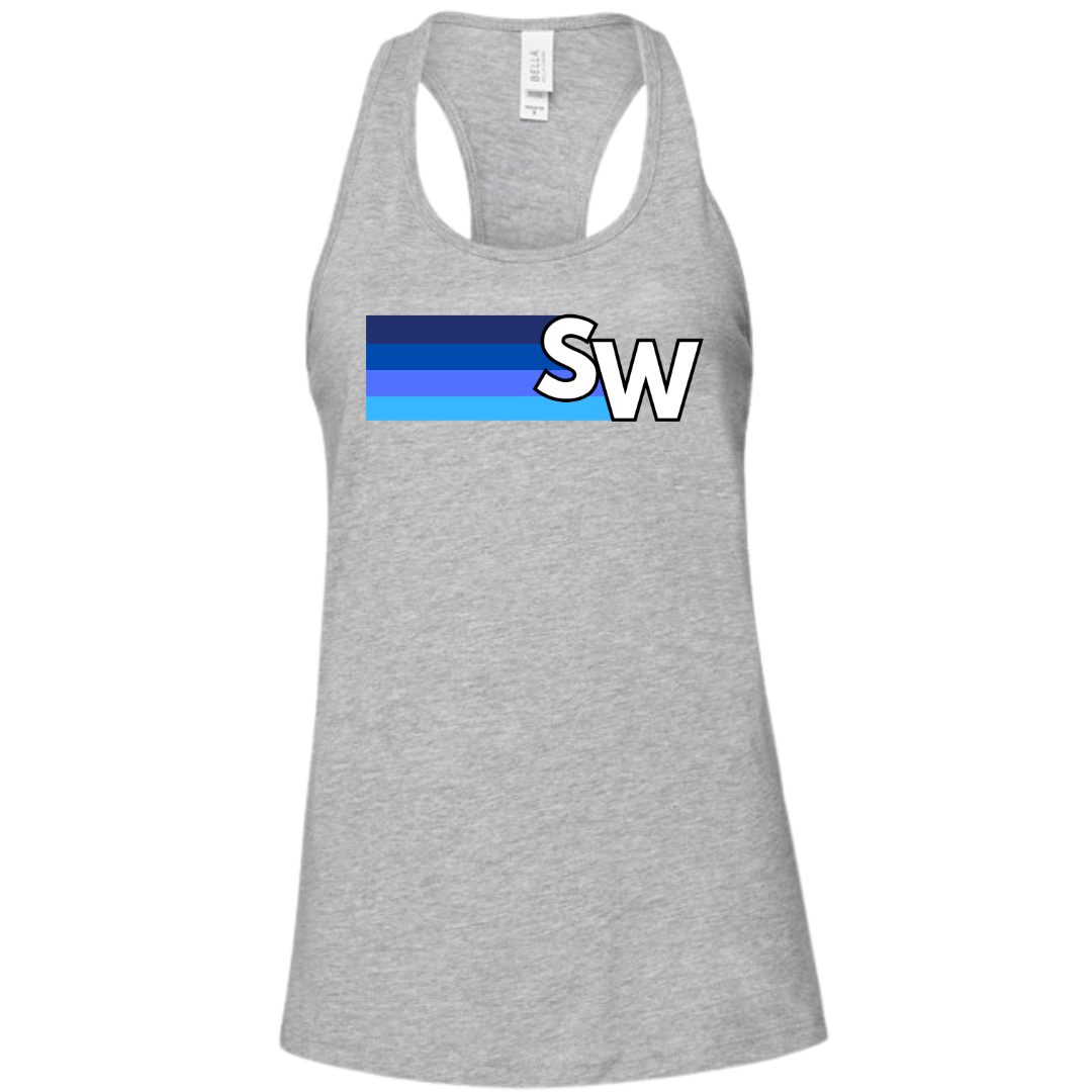 Ladies' Racer Back Tank Stripe Logo (Customized) - Shockwave