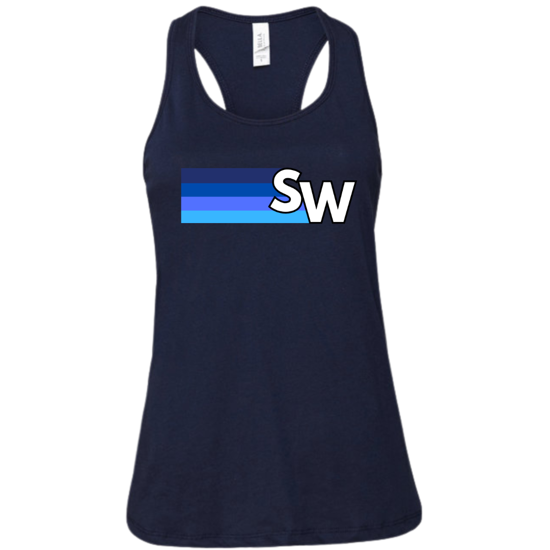 Ladies' Racer Back Tank Stripe Logo (Customized) - Shockwave