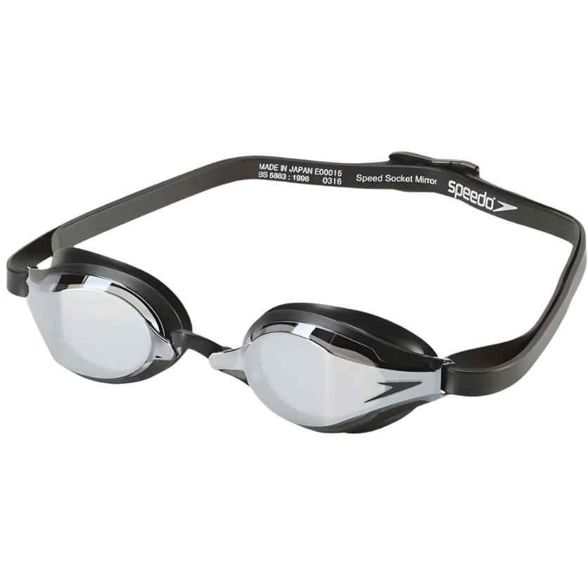 Speedo Unisex Swim Goggles Speed Socket 2.0 Swimming Goggles, Peacoat/Smoke/Blue Mirrored, One Size