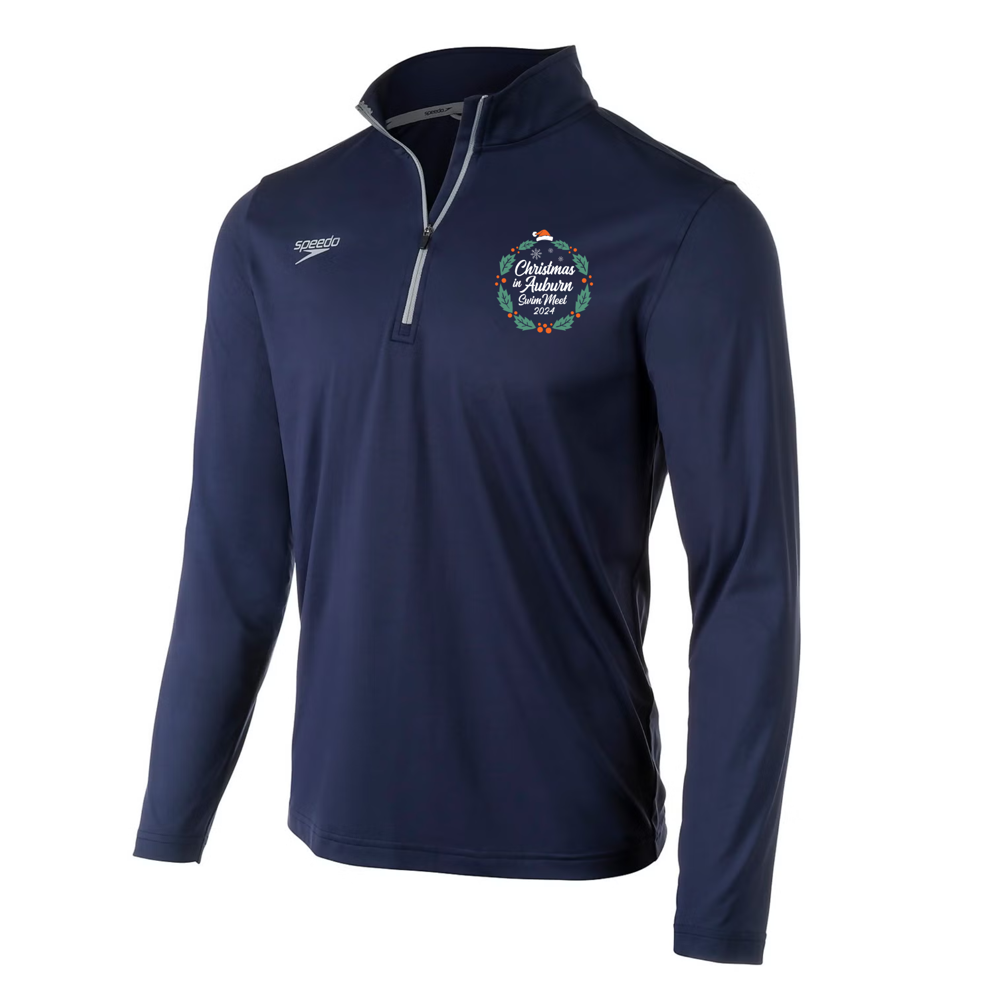 Speedo Jersey 1/4 Zip Long Sleeve T-Shirt (Customized) - Christmas in Auburn